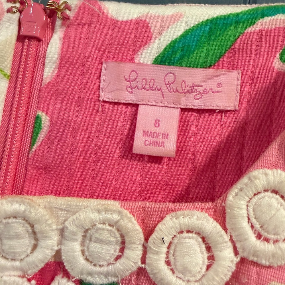 Lilly Pulitzer Adeleson Cotton shift dress Pink Floral Size 6 - Picture 2 of 9
